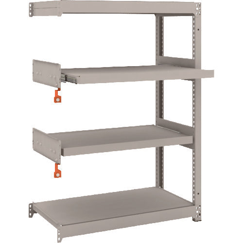 TRUSCO Steel Rack M1.5 Type Light-Medium Duty Shelf 860 x 445 x H1200 4 Shelves, 2 of which are Sliding Shelves, Connected M1.5-4342M2B 1 S