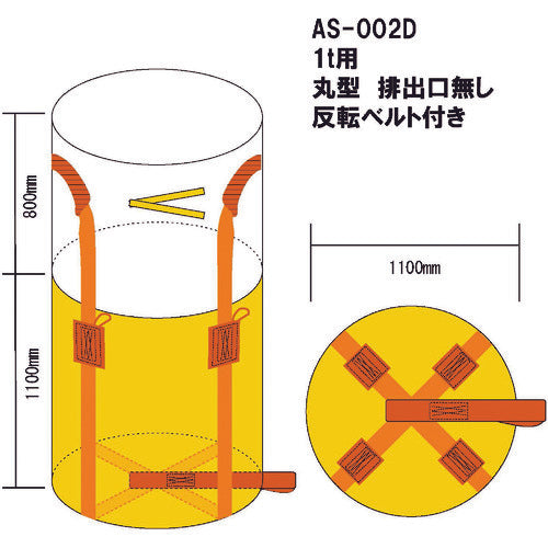 ＷＩＮＧ　ＡＣＥ　コンテナバック１ｔ丸型　排出口無　AS-002D　1 枚