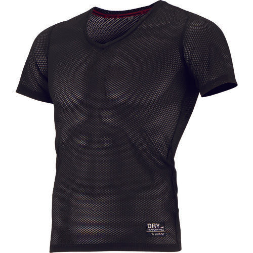 Kajimake 8823 Crater Mesh V-neck Short Sleeve Black L 8823-91-L 1 unit