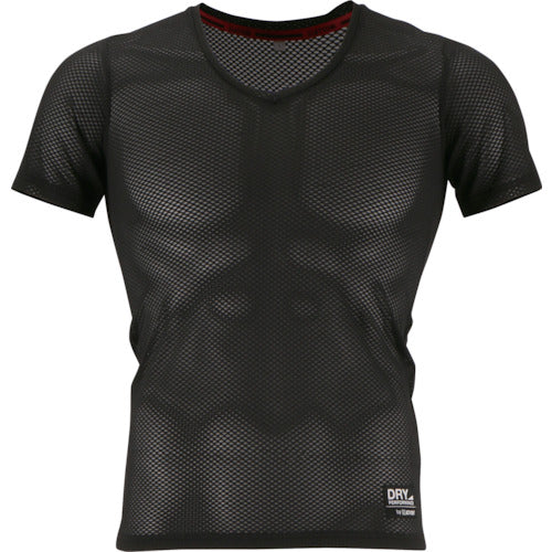 Kajimake 8823 Crater Mesh V-neck Short Sleeve Black L 8823-91-L 1 unit