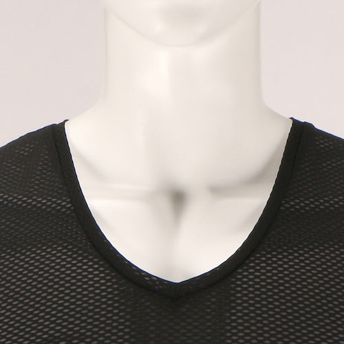Kajimake 8823 Crater Mesh V-neck Short Sleeve Black L 8823-91-L 1 unit