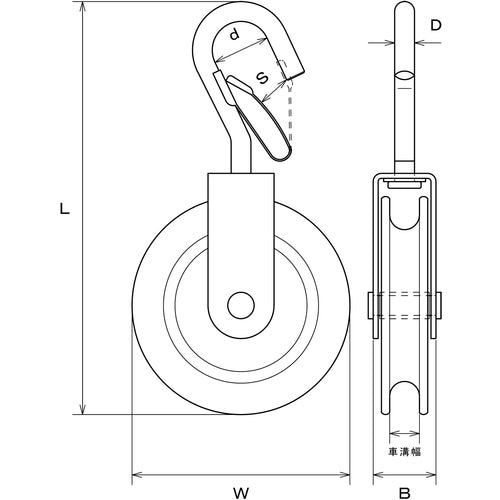 미즈모토 나일론 풀리 훅 타입 사용 로프 지름 φ~9mm (1개=1봉) B-2729 1봉