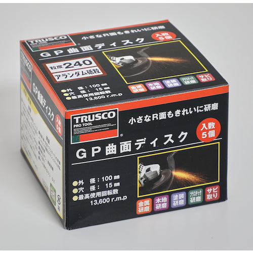 ＴＲＵＳＣＯ　ＧＰ曲面ディスク　アランダム　Φ１００　（５枚入）　２４０＃　GP100R　1 箱