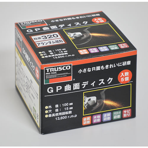 ＴＲＵＳＣＯ　ＧＰ曲面ディスク　アランダム　Φ１００　（５枚入）　３２０＃　GP100R　1 箱