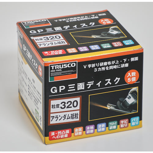 ＴＲＵＳＣＯ　ＧＰ三面ディスク　アランダム　Φ１００　（５枚入）　３２０＃　GP1003F　1 箱