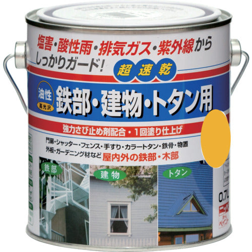 ニッぺ　油性鉄部・建物・トタン用　０．７Ｌ　キイロ　ＨＵＢ１０８−０．７　4976124215827　1 缶