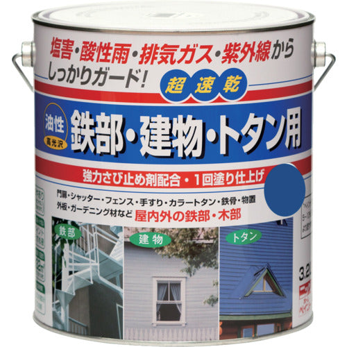 ニッぺ　油性鉄部・建物・トタン用　３．２Ｌ　アオ　ＨＵＢ１１１−３．２　4976124216145　1 缶