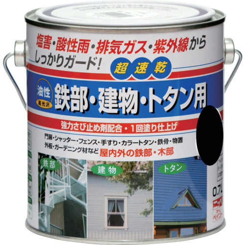 ニッぺ　油性鉄部・建物・トタン用　０．７Ｌ　ブラック　ＨＵＢ１０６−０．７　4976124215629　1 缶