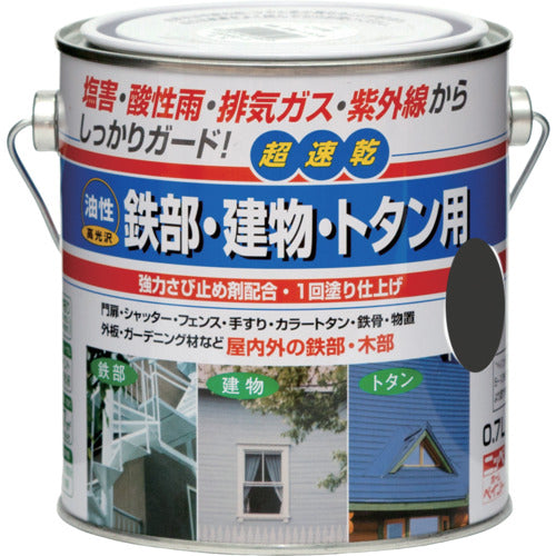 ニッぺ　油性鉄部・建物・トタン用　０．７Ｌ　ツヤナシブラック　ＨＵＢ１１９−０．７　4976124216923　1 缶