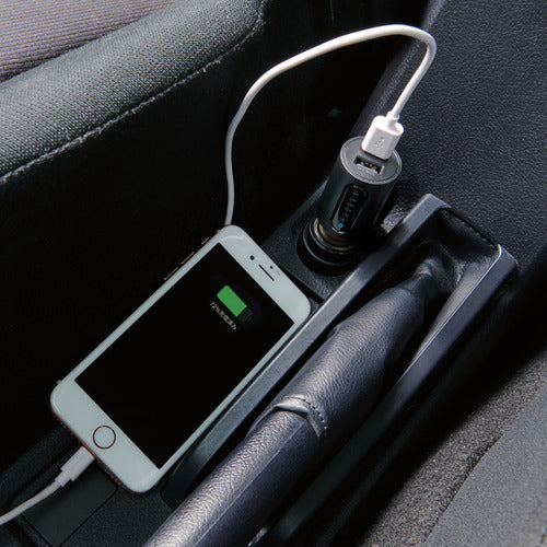 ELECOM Bluetooth(R) FM Transmitter (2.4A/2 Ports) LAT-FMBT03BK 1 pc