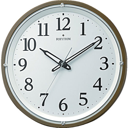ＲＨＹＴＨＭ　電波　壁掛け時計（アナログ表示）　暗所自動点灯機能付き　連続秒針　ブラウン　Φ３３２×５１ｍｍ　8MY532SR06　1 個