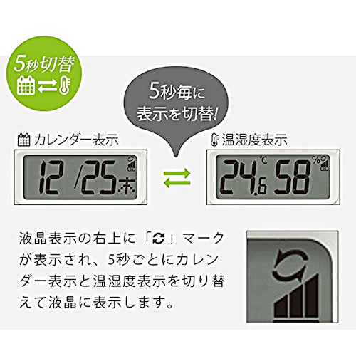 ＲＨＹＴＨＭ　電波　壁掛け時計（アナログ表示）　温湿度計付き　カレンダー　連続秒針　白　Φ３２５×５０ｍｍ　8FYA02SR03　1 個