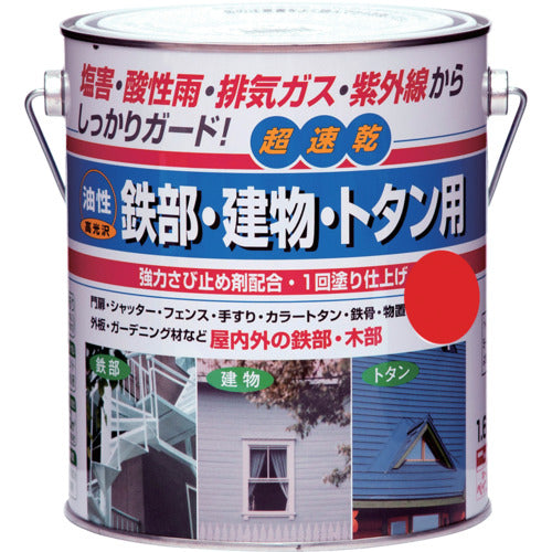 ニッぺ　油性鉄部・建物・トタン用　１．６Ｌ　アカ　ＨＵＢ１０９−１．６　4976124215933　1 缶