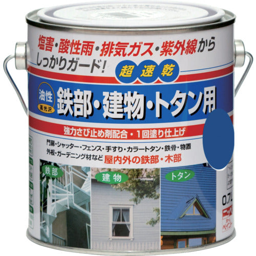ニッぺ　油性鉄部・建物・トタン用　０．７Ｌ　アオ　ＨＵＢ１１１−０．７　4976124216121　1 缶