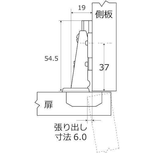 ＷＡＫＩ　スライド丁番　ＮＳ‐３５１１　３５ｍｍ　全かぶせ　キャッチ付き　NS-3511　1 個