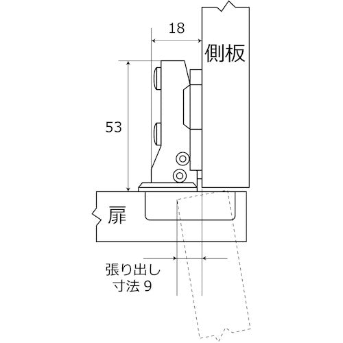 ＷＡＫＩ　スライド丁番　ＮＳ‐３５０１　３５ｍｍ　全かぶせ　キャッチ付き　NS-3501　1 個