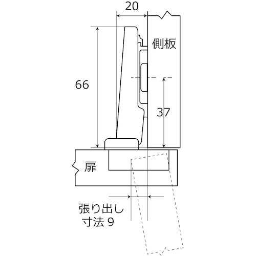 ＷＡＫＩ　スライド丁番　ＮＳ‐３５２１　３５ｍｍ　全かぶせ　キャッチ付き　NS-3521　1 個