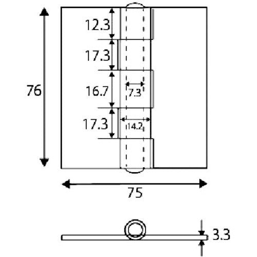 ＷＡＫＩ　鉄熔接用丁番　Ｏ‐００３　７５ｍｍ　O-003　1 個