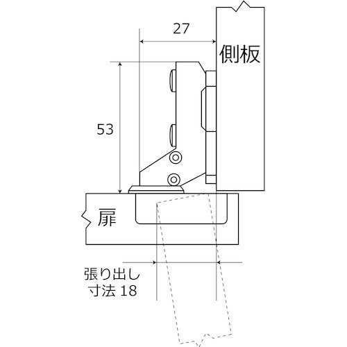 ＷＡＫＩ　スライド丁番　ＮＳ‐３５０２　３５ｍｍ　半かぶせ　キャッチ付き　NS-3502　1 個