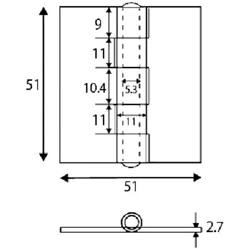 WAKI 철熔接用丁番 O-001 50mm O-001 1개