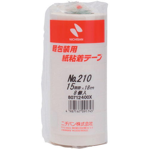 ニチバン　紙粘着テープ２１０Ｈ−１５　１５ｍｍＸ１８ｍ　８巻入り　210H-15　1 PK