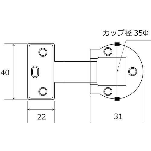 ＷＡＫＩ　アングル丁番　ＡＳ‐２　ｉｆ‐０２５　２２Ｘ１９　仙徳　IF-025　1 個