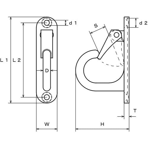 水本　吊金具（ビス止めタイプ）　ステンレス　ラブフック　曲面用　全長８０ｍｍ　B-2672　1 個