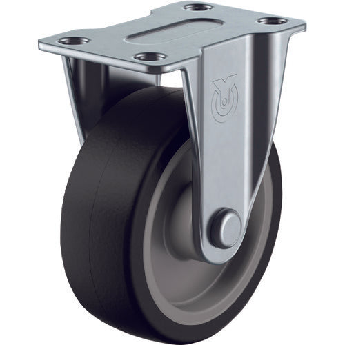 YUEI Plate-type Fixed Caster, Rubber, Wheel diameter 100mm, S-type, SR-type, Mounting dimensions 82 x 40, SR-100NR, 1 piece