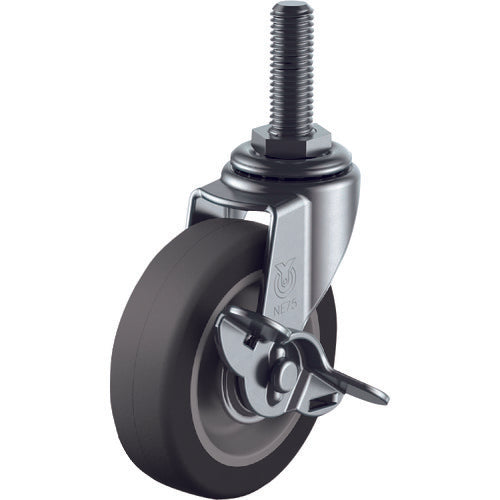 YUEI Screw-in type Swivel Caster Elastomer Wheel diameter 75mm With stopper L type LT-S type Screw size W3/8 x 14 Number of threads 16 LT-75ELS-W3/8-14 1 piece