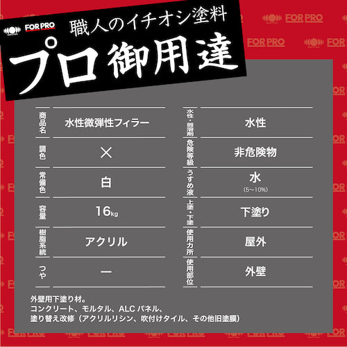 ニッぺ　ＦＯＲＰＲＯ水性微弾性フィラー　１６ｋｇ　白　４１１Ｆ１０１　4976124749322　1 缶