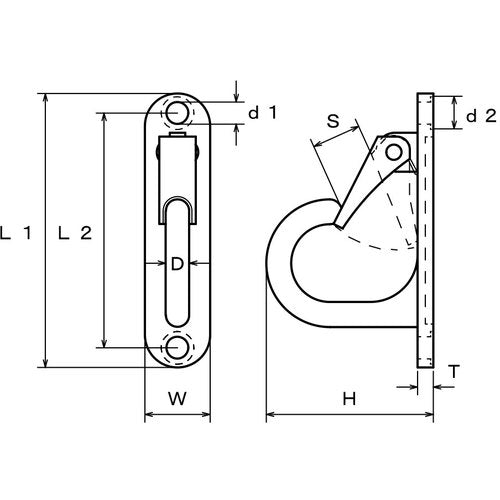 水本　吊金具（ビス止めタイプ）　ステンレス　ラブフック　平面用　全長１３５ｍｍ　B-2673　1 個