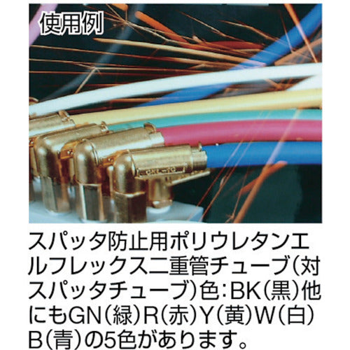 チヨダ　ポリウレタンチューブ　エルフレックス二重管チューブ　中径８ｍｍ／全長１００ｍ　黒　黒　LE-8-100　1 巻