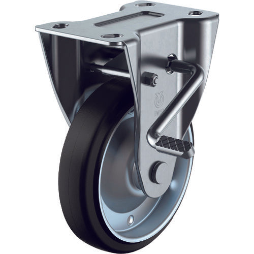 ユーエイ　プレート式　固定　キャスター　ゴム　車輪径１３０ｍｍ　ストッパー付き　ＰＭタイプ　ＰＭＲ−ＬＢ（Ｒ）型　取付寸法１００×５６　PMR-130WBLB(R)　1 個