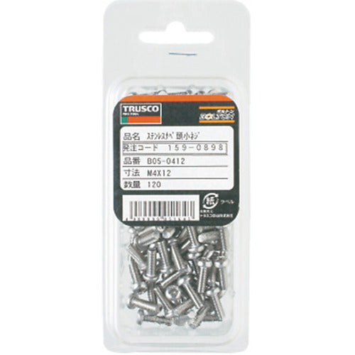 TRUSCO Pan Head Screw Stainless Steel Full Thread M5 x 10 70 Pieces B05-0510 1 PK