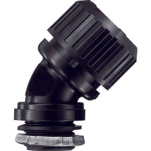 SANKEI Sanflex ROBO 45° Connector for Knockout Connection with Parallel Pipe Threads Black N24BG12 1 Piece