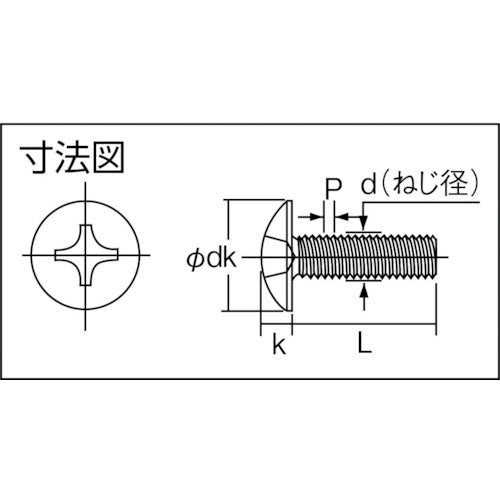 ＴＲＵＳＣＯ　トラス頭小ねじ　ステンレス　全ネジ　Ｍ３×６　２１０本入　B52-0306　1 PK