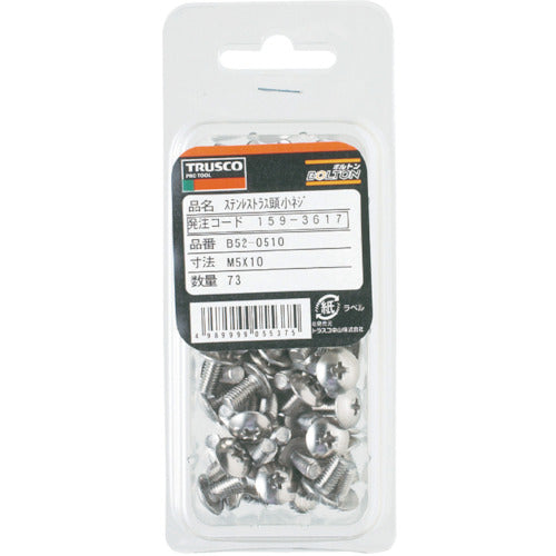 ＴＲＵＳＣＯ　トラス頭小ねじ　ステンレス　全ネジ　Ｍ４×３０　６３本入　B52-0430　1 PK