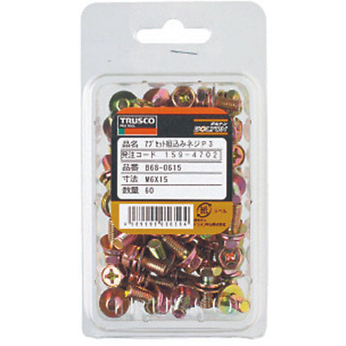 TRUSCO 십자구멍부착 어셋 세트 P=3 크로메이트 M5×8 80개입