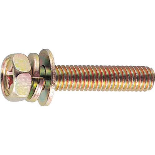 TRUSCO Cross recessed upset assembly P=3 Chromate M6 x 16 55 pieces / (+) upset bolt with spring washer + JIS washer B68-0616 1 PK
