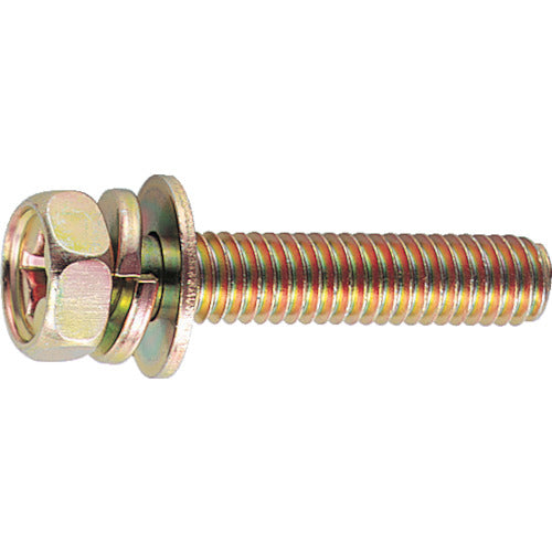 TRUSCO Cross recessed upset assembly P=3 Chromate M6 x 25 45 pieces / (+) upset bolt with spring washer + JIS washer B68-0625 1 PK