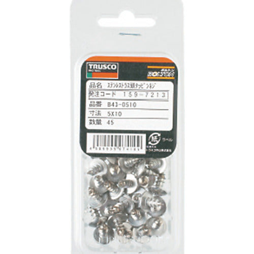 TRUSCO Truss Head Tapping Screw Type 1A Stainless Steel M4 x 12 70 Pieces B43-0412 1 PK