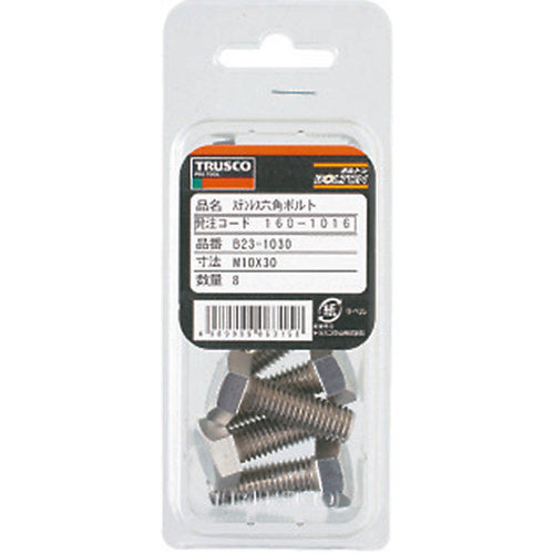 ＴＲＵＳＣＯ　六角ボルト　ステンレス　全ネジ　Ｍ４×８　７０本入　B23-0408　1 PK