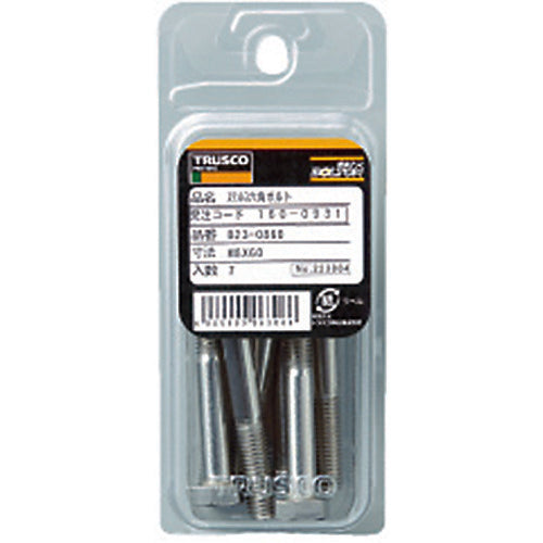 ＴＲＵＳＣＯ　六角ボルト　ステンレス　半ネジ　Ｍ８×５５　８本入　B23-0855　1 PK