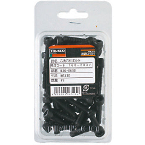 ＴＲＵＳＣＯ　六角穴付ボルト　黒染め　半ネジ　サイズＭ３×２５　４５本入　／キャップボルト（ＣＡＰ）　B30-0325　1 PK