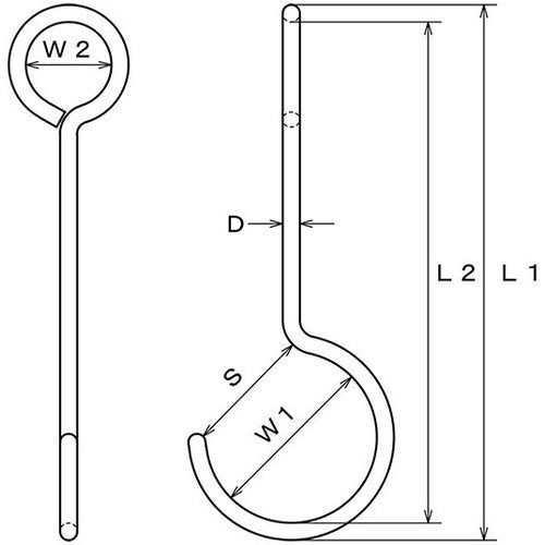水本　Ｓフック　ステンレス　アイＳカン　ツイスト全長１５０ｍｍ　B-2737　1 個