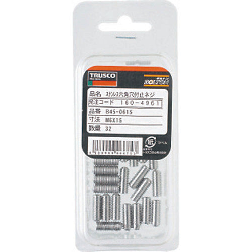 ＴＲＵＳＣＯ　六角穴付止めねじ　ステンレス　Ｍ３×３　６０本入　B45-0303　1 PK