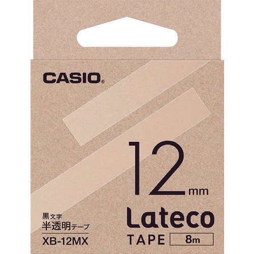 カシオ　ラテコ（Ｌａｔｅｃｏ）専用詰め替えテープ　１２ｍｍ　半透明に黒文字　XB12MX　1 個