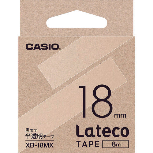 カシオ　ラテコ（Ｌａｔｅｃｏ）専用詰め替えテープ　１８ｍｍ　半透明に黒文字　XB18MX　1 個