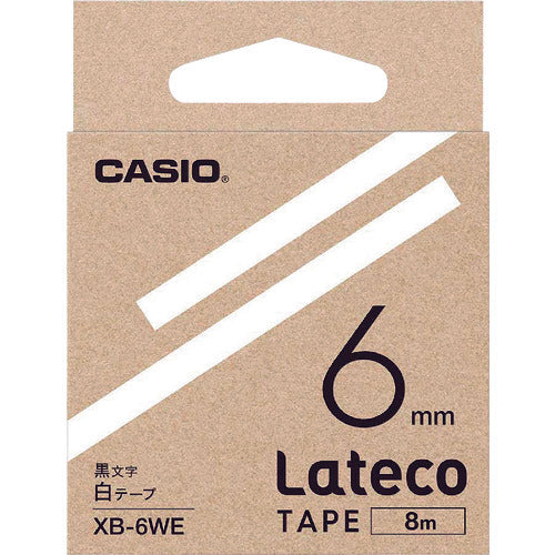 Casio Lateco refill tape 6mm white tape with black text XB6WE 1 piece