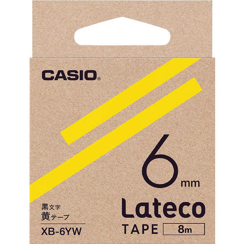 카시오 라테코(Lateco) 전용 리필 테이프 6mm 노란 테이프에 검은 문자 XB6YW 1개